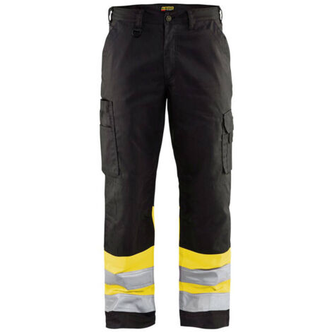 Pantalon de travail haute visibilité 1564 - Noir/Jaune fluo 4XL - FR(58) - SE(C64) - Standards (1/5)