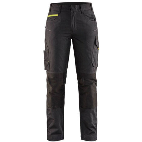 Pantalon de travail maintenance stretch femme 7195 Noir/Jaune fluo M - FR(42) - SE(C40) - Standards (1/4)