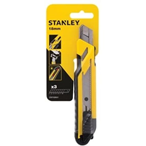 Stanley – Cutter AUTOLOCK 18 mm – Lame en acier inoxydable – Longueur 175 mm – Poignée ergonomique pour coupe précise – Magasin 2 lames (1/6)