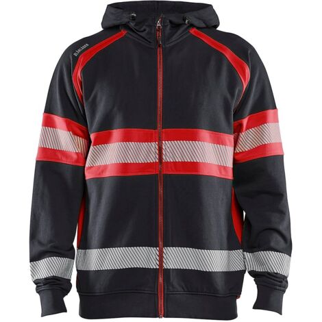 Sweat à Capuche Haute Visibilité Homme Avec Bande Réfléchissante | Polyester, Poches Zippées | Pour Travail Sécurité, Cyclisme, Chasse