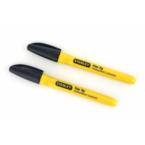 Stanley – Marqueur permanent noir pointe fine – Encre résistante à l'eau et à l'huile – Séchage rapide – Lot de 2 – 47316
