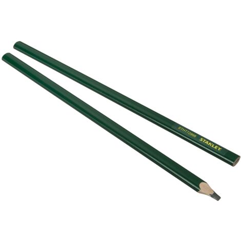 Stanley – Crayon de maçon 30 cm – Mine graphite 4H – Forme rectangulaire aplatie pour marquage sur béton et pierre – Lot de 10