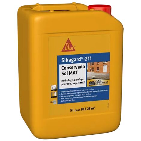 Conservado Sikagard-211 – Protection hydrofuge et oléofuge pour sols poreux – Durcisseur pour joints de pavés – Bidon 5L