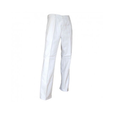 LMA – Pantalon de travail peintre blanc M – 100% coton 340 g/m² – Braguette à boutons – 2 poches italiennes – Poche mètre (1/3)