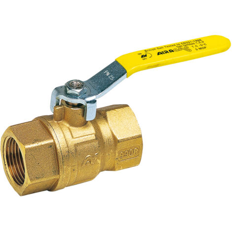 Vanne d'arrêt NF laiton PN5 Série Gaz F/F 2" (50/60) Poignée jaune