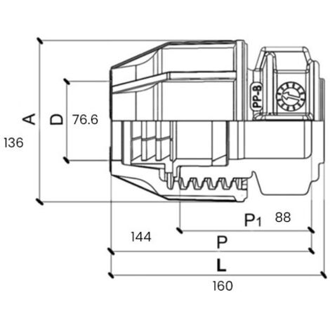 Raccord polypropylène à serrage extérieur bouchon PE - Série 1020 Ø75 (1/2)
