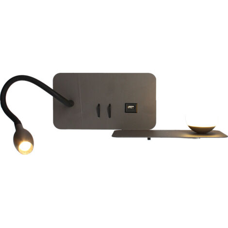 Applique tête de lit + liseuse ZIA - 5W - 350lm - 2700K - Anthracite Droite (1/4)