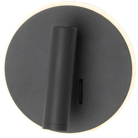 Applique tête de lit ronde + liseuse EMMY - 9W - 2700K Anthracite 840lm (1/3)