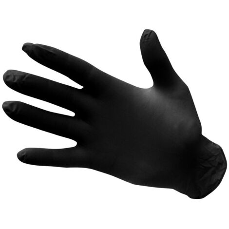 Boite de 100 gants jetables en nitrile non poudrés Noir L - Taille 9 (1/2)