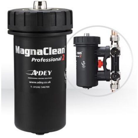 Filtre chauffage central MagnaClean Professionnal 2 – Fileté 1'' – Nylon renforcé de verre – Vanne laiton nickelé – Écoulement bidirectionnel – Adey (1/5)