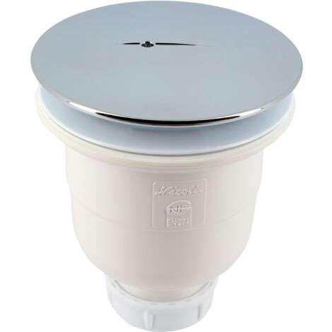 Nicoll – Bonde de douche verticale 90mm – Capot ABS chromé – Garde d'eau 50mm – Débit 0,5 l/s – Installation à visser ou coller