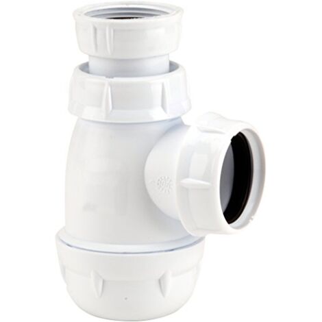 Nicoll – Siphon bidet universel réglable en PVC – Hauteur 110 à 130 mm – Sortie 1''1/4 avec joint américain – Compatible tube Ø 32 mm - LB221