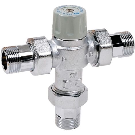 Thermador – Mitigeur de lavabo thermostatique réglable 30-50°C – Corps laiton nickelé – Sécurité active – Débit max 1,2 m3/h – Raccords mâles démontables (1/4)