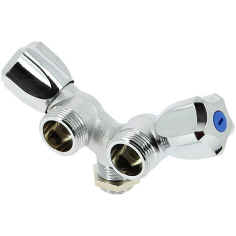 Sferaco – Robinet double mâle Y pour machine à laver – Laiton chromé – Filetage 1/2' et 2 x 3/4' – Installation rapide et étanche