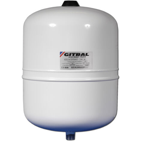 Gitral – Vase d'expansion 18 L – Acier époxy alimentaire – Pression max 7 bar – Compatible chauffe-eaux – Installation murale recommandée