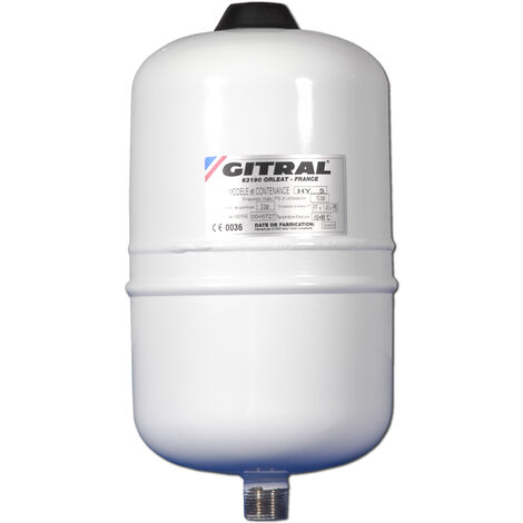 Gitral – Vase d'expansion 5 L – Acier inoxydable époxy alimentaire – Pression max 10 bar – Pour chauffe-eaux et installations d'eau potable