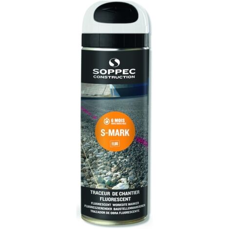 Soppec – Traceur de chantier fluorescent 650ml – Durée de marquage 6 mois – Bonne adhérence sur béton et bitume – Séchage rapide 10 min