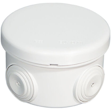 Eur Ohm – Boîte de dérivation ronde IP55 80mm – Couvercle enclipsable – Entrées directes 4 – Diamètre câbles 4 à 20mm
