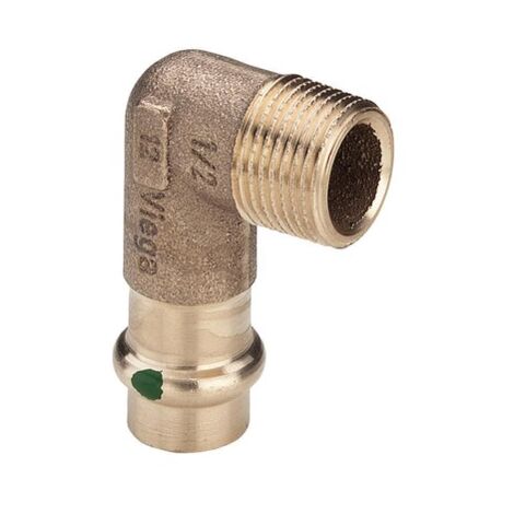 Coude bronze 90° cuivre diamètre 16 filetage 15x21 444013 - VIEGA
