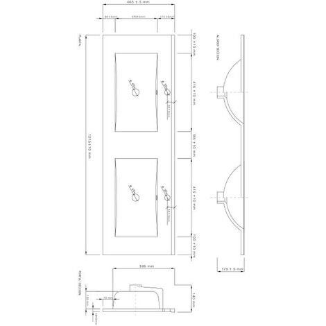 Plan vasque céramique Pour meuble 120cm - double vasque