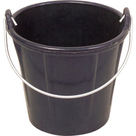 Kstools – Seau de maçon en caoutchouc synthétique noir 13L – Flexible et résistant au froid – Graduation moulée – Anse en acier