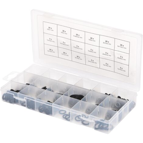 Kstools – Assortiment de joints toriques 225 pcs – Norme DIN 3771 – Diamètres Ø 3-22mm – Coffret plastique pour réparations et assemblages
