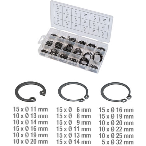 Ks Tools – Assortiment de circlips internes et externes 225 pcs – Norme DIN 471/472 – Dimensions 6-32 mm et 11-20 mm – Coffret plastique