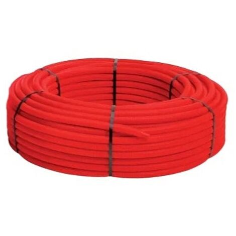 Tube PER pré-gainé rouge Ø25 - couronne de 50m