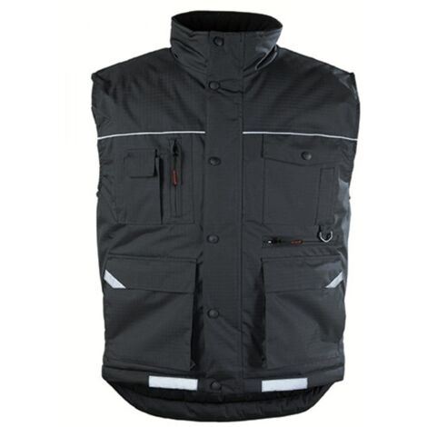 Coverguard – Gilet multipoches RIPSTOP noir – Imperméable et résistant au froid – Détails rétro-réfléchissants – 5 poches pour outils (1/2)