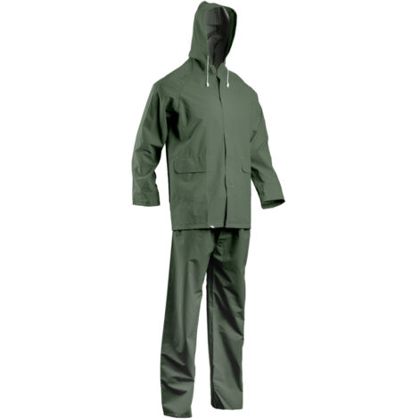 Coverguard – Ensemble de pluie de travail PVC – Vêtement haute visibilité – Taille M – 40/42 – Couleur verte pour chantiers humides (1/4)