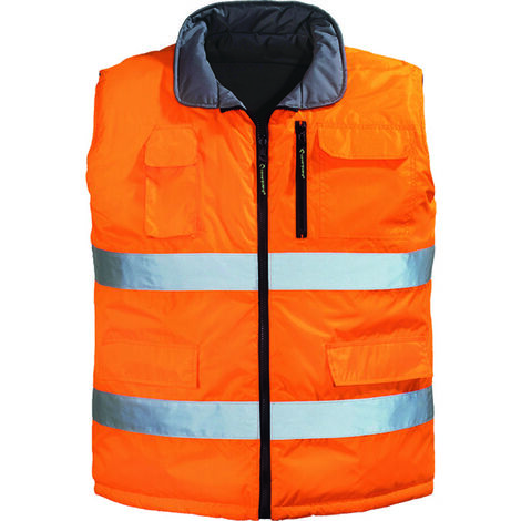 Gilet de travail d'hiver sans manche réversible haute visibilité