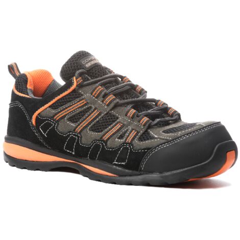 Coverguard – Chaussures de sécurité S1P taille 45 – Cuir velours noir/orange – Coque composite – Semelle anti-perforation textile – Résistance 300°C (1/6)