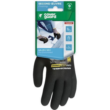 Lot de 5 paires de gants Manutention EUROLITE 15N606D end nitrile paume+3/4 dos+picots Taille 8