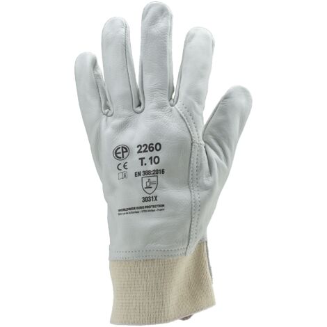 Coverguard – Lot de 10 paires de gants de manutention en fleur vachette – Poignée élastique – Protège artères – Taille 9 (1/4)