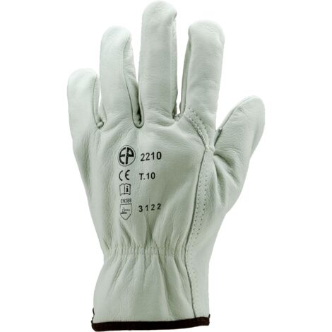Lot de 12 paires de gants Manutention maîtrise tout fleur vachette sup beige Taille 10 (1/5)