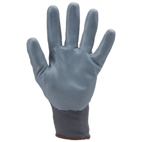Lot de 10 paires de gants Manutention polyam gris - paume Nitrile gris mousse Taille 9