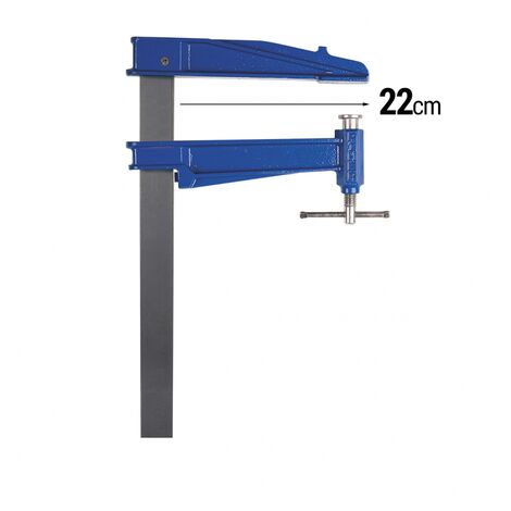 Serre-joint grande saillie modèle S - tige 40 x 10 mm saillie 22 cm Capacité de serrage : 80 cm