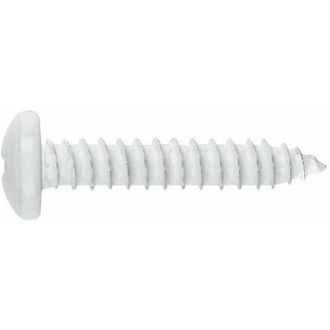 500 vis à tôle PH2, tête bombée 4,2 x 13 mm zingué blanc pour tôle et PVC - T814213BLE - Index