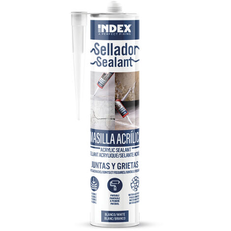 Index – Silicone scellant acrylique professionnel 280 ml – Blanc – Pour béton et pierre – Excellente adhérence et durabilité (1/2)