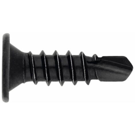 Index – Boite de 500 vis autoperceuses zinguées noires 4,2 x 23 mm – Tête extraplate – Empreinte cruciforme PH – Pour tôle et PVC