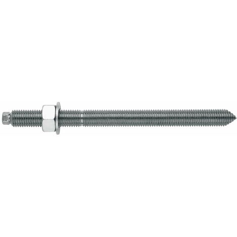 Index – Lot de 10 tiges filetées M12 x 160 mm zinguées – Pour scellement chimique sur béton et brique – Avec rondelle et écrou - EQAC12160