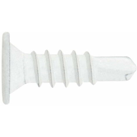 Vis auto-perceuses - filetées à tôle et PVC - Vis auoperceuse - tête extra plate et empreinte PH Blanc - Empreinte PH 4,2 x 23 - Boite de 500