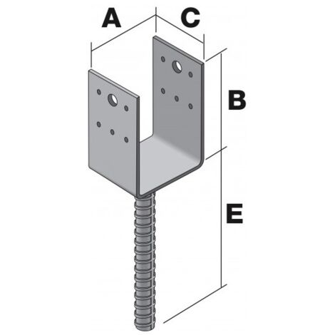 Simpson Strong Tie – Pied de poteau en U à sceller 80x70mm – Épaisseur 5mm – Pour fixation robuste dans béton armé – Accessoire construction