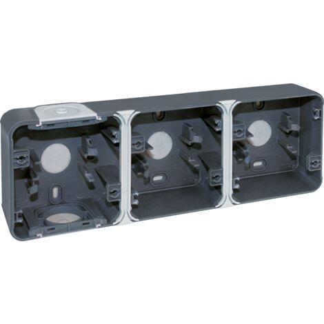 Boite étanche 3 poste horizontale en saillie - IP55 - OXXO Couleur  Gris
