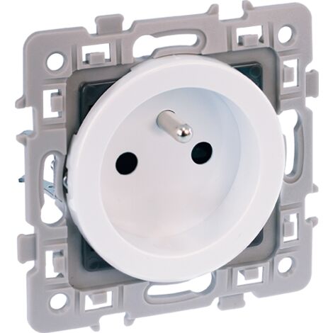 Prise de courant 2P+T 16A - SQUARE Blanc  - Avec griffes + connexion haut bas