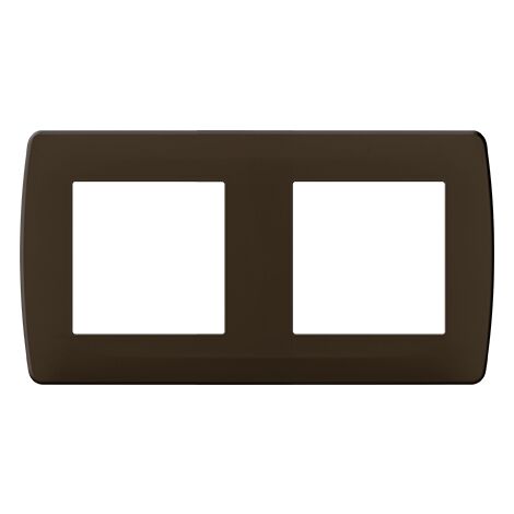 Plaque de finition 2 postes - Entraxe 71mm - Blanche - ESPRIT Couleur Chocolat