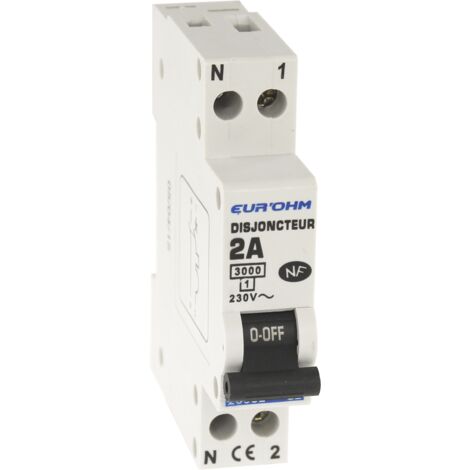 Eur Ohm – Disjoncteur unipolaire 1P+N NF courbe C 3kA – Connexion vis haut/bas – IP20 IK02 – Pour installations électriques professionnelles