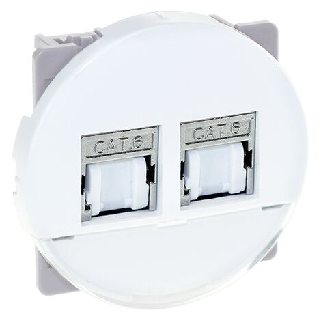 Double Prise RJ45 Multimédia STP Cat6 Grade 3 - COMETE Blanc