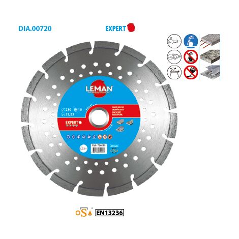 Leman - Disque Diamant Segments Béton Armé, Acier 350x25,4 Ht 10
