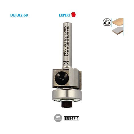Mèche d'affleureuse à plaquettes réversibles + guide Expert ø 19 ø Queue 8 Long. 55 Long. Utile 12mm (1/7)